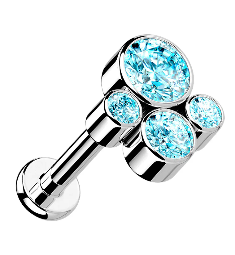 Tetrad Aqua CZ Titanium Labret - Mrs Treak