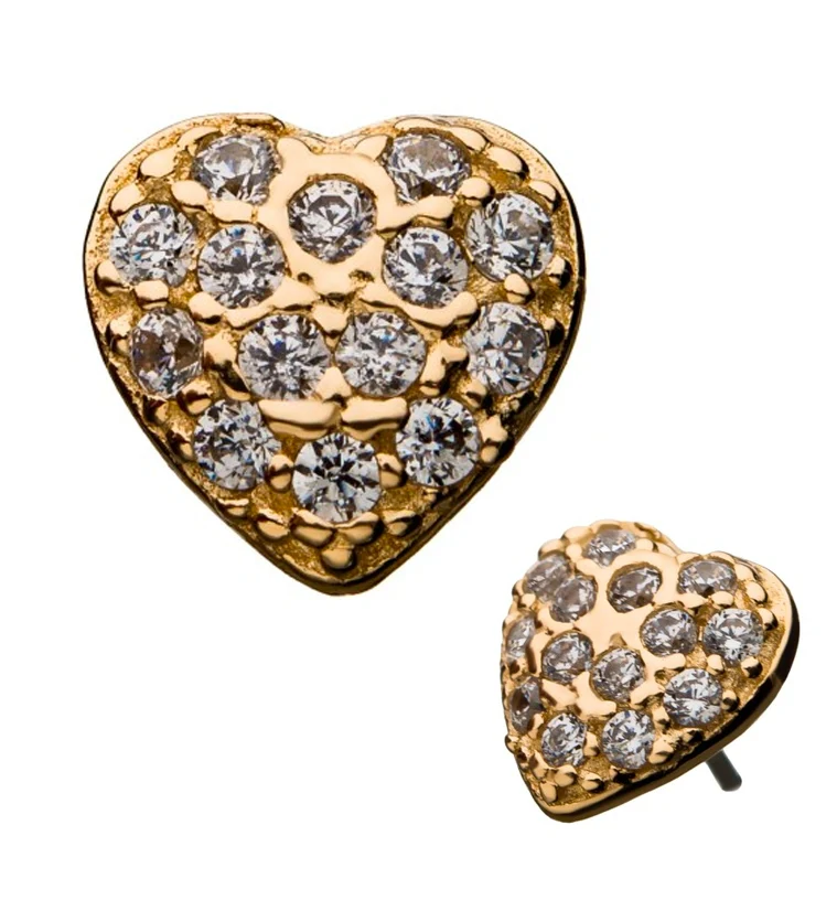 14kt Gold Heart Multi CZ Threadless Top - Mrs Treak