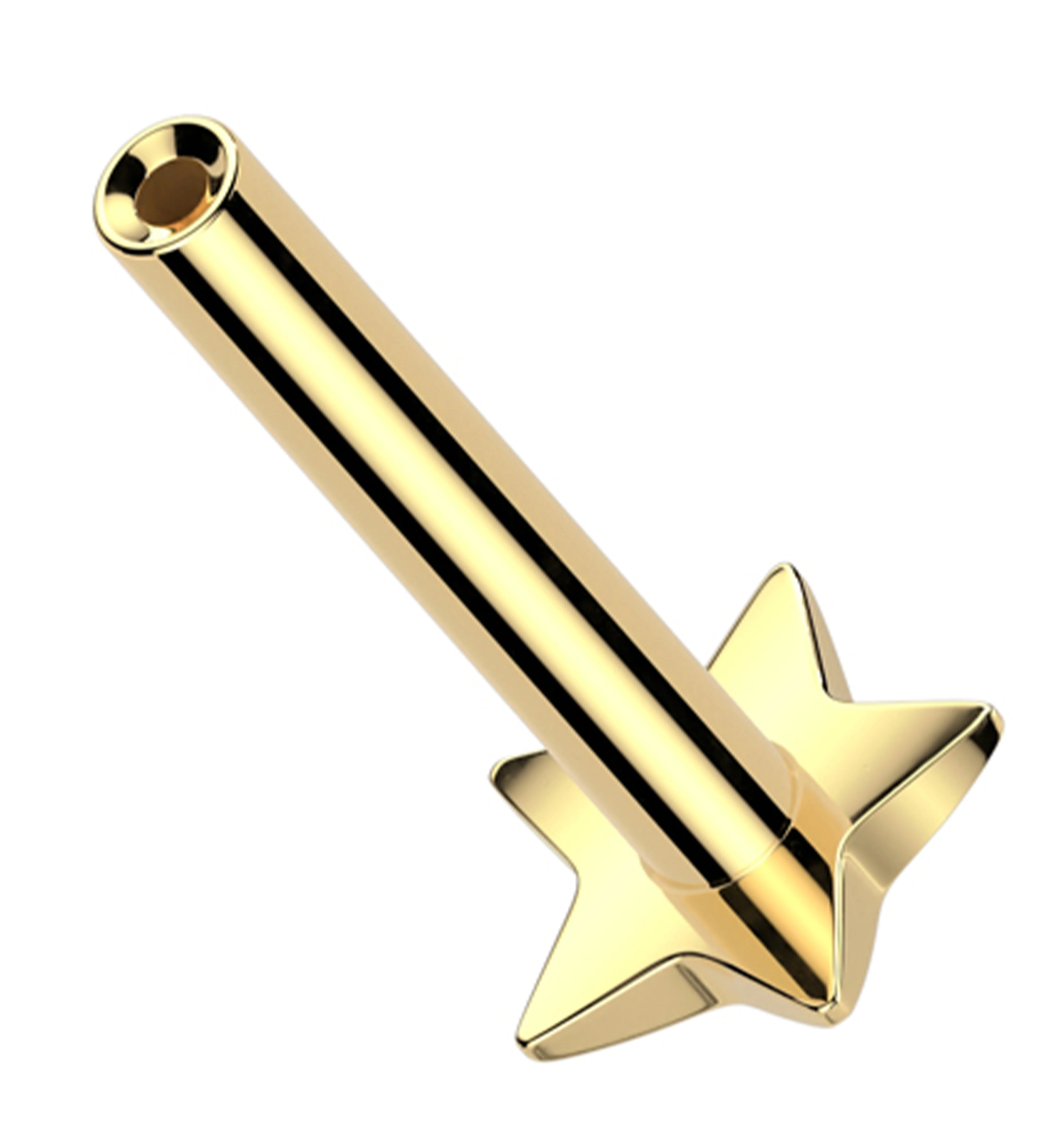 Gold PVD Convex Star Titanium Threadless Labret Post - Mrs Treak