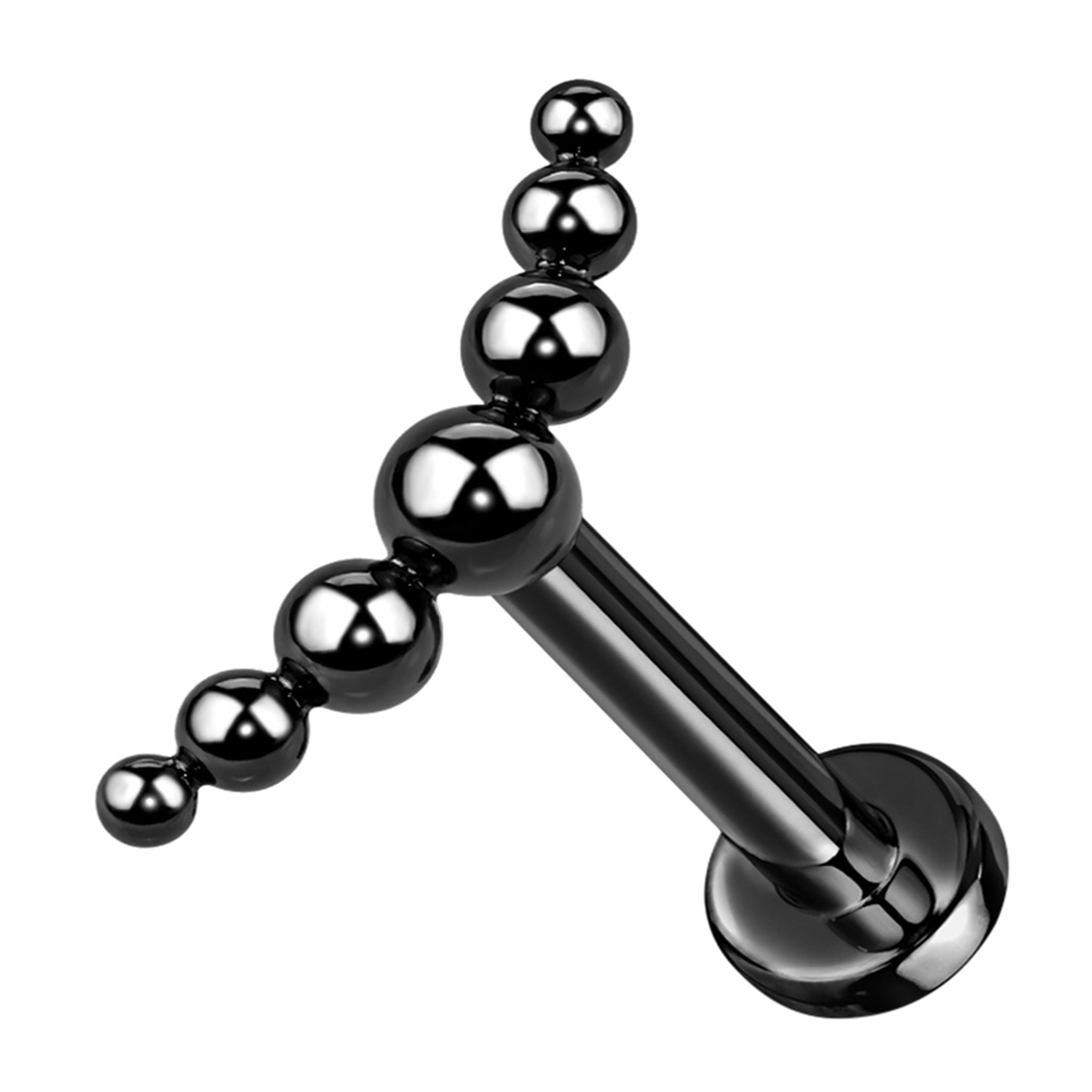 Black PVD Beaded Lineup Titanium Labret Post - Mrs Treak