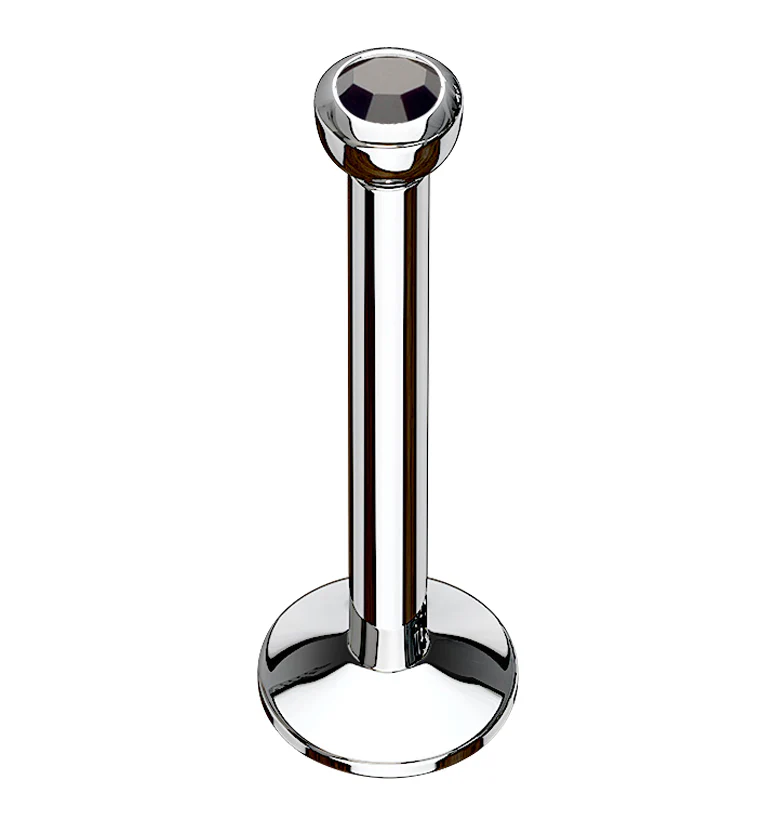 Black CZ Bezel Labret Stud (Convex Disk) - Mrs Treak