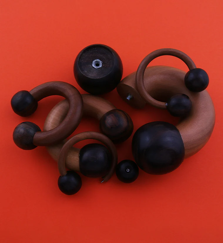 Wooden Circular Barbell Hoop Plugs - Mrs Treak