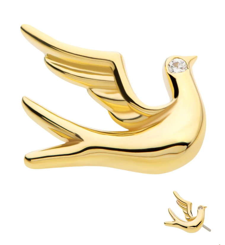 14kt Gold Dove CZ Threadless Top - Mrs Treak