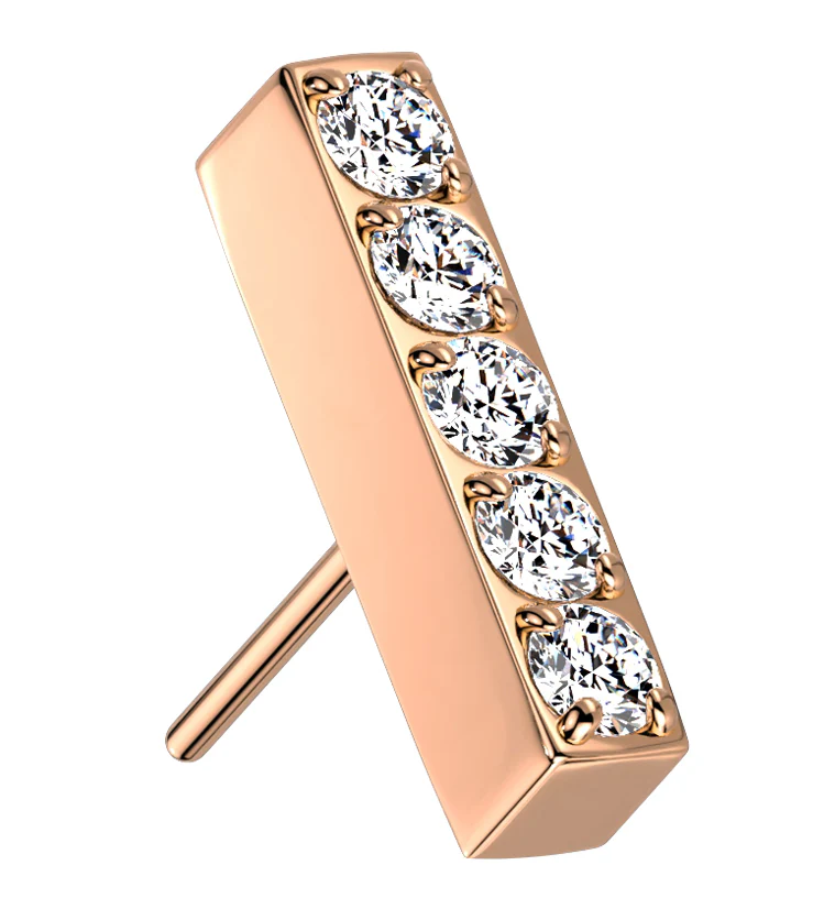 Rose Gold PVD Rack CZ Bar Titanium Threadless Top - Mrs Treak