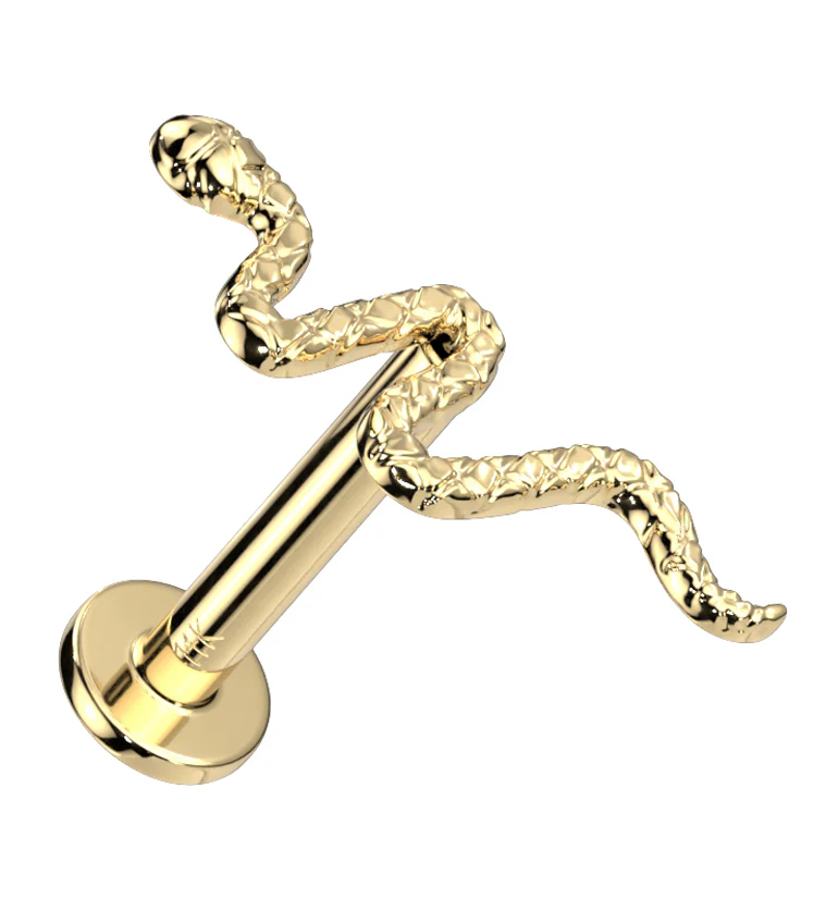 14kt Gold Snake Threadless Labret - Mrs Treak