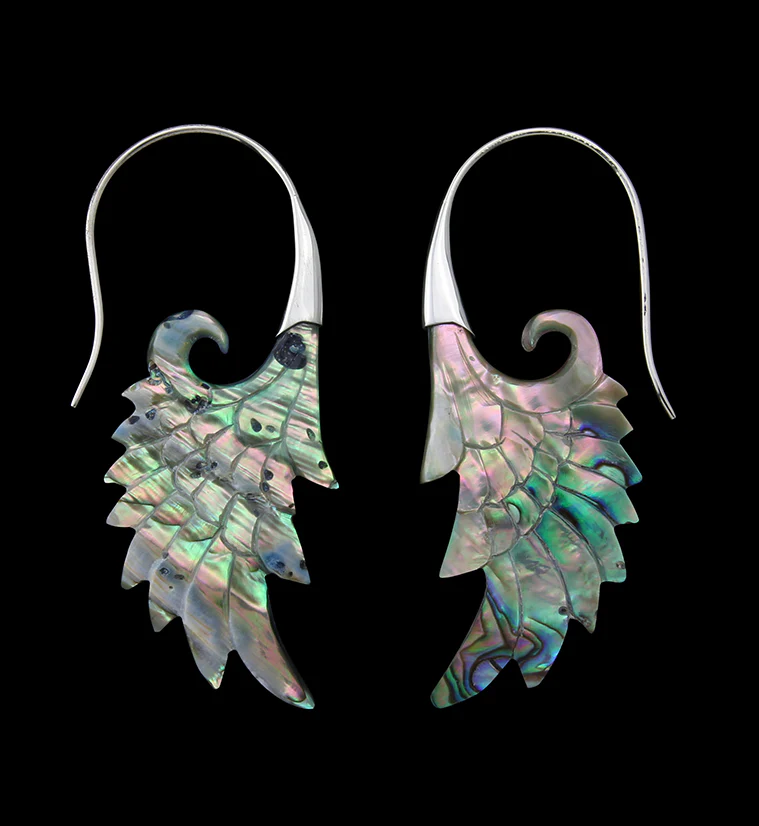 18G Wing White Brass Abalone Hangers / Earrings - Mrs Treak
