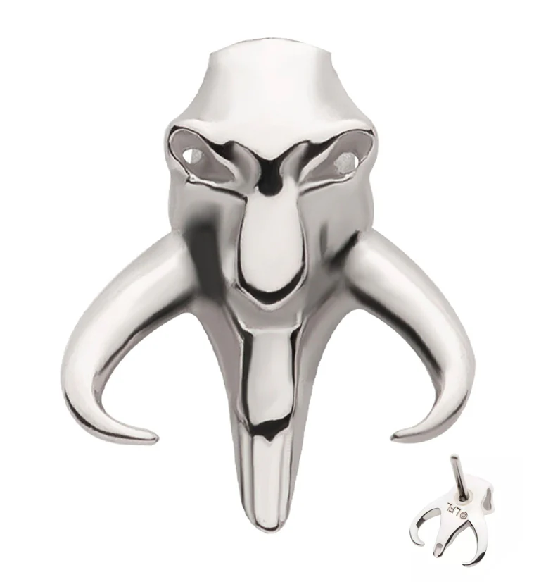 14kt White Gold Mandalorian Mythosaur Threadless Top - Mrs Treak