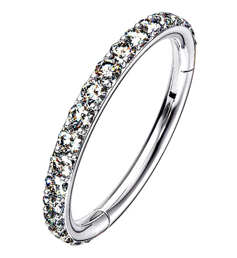 Titanium Hinged Edge CZ Segment Ring - Mrs Treak
