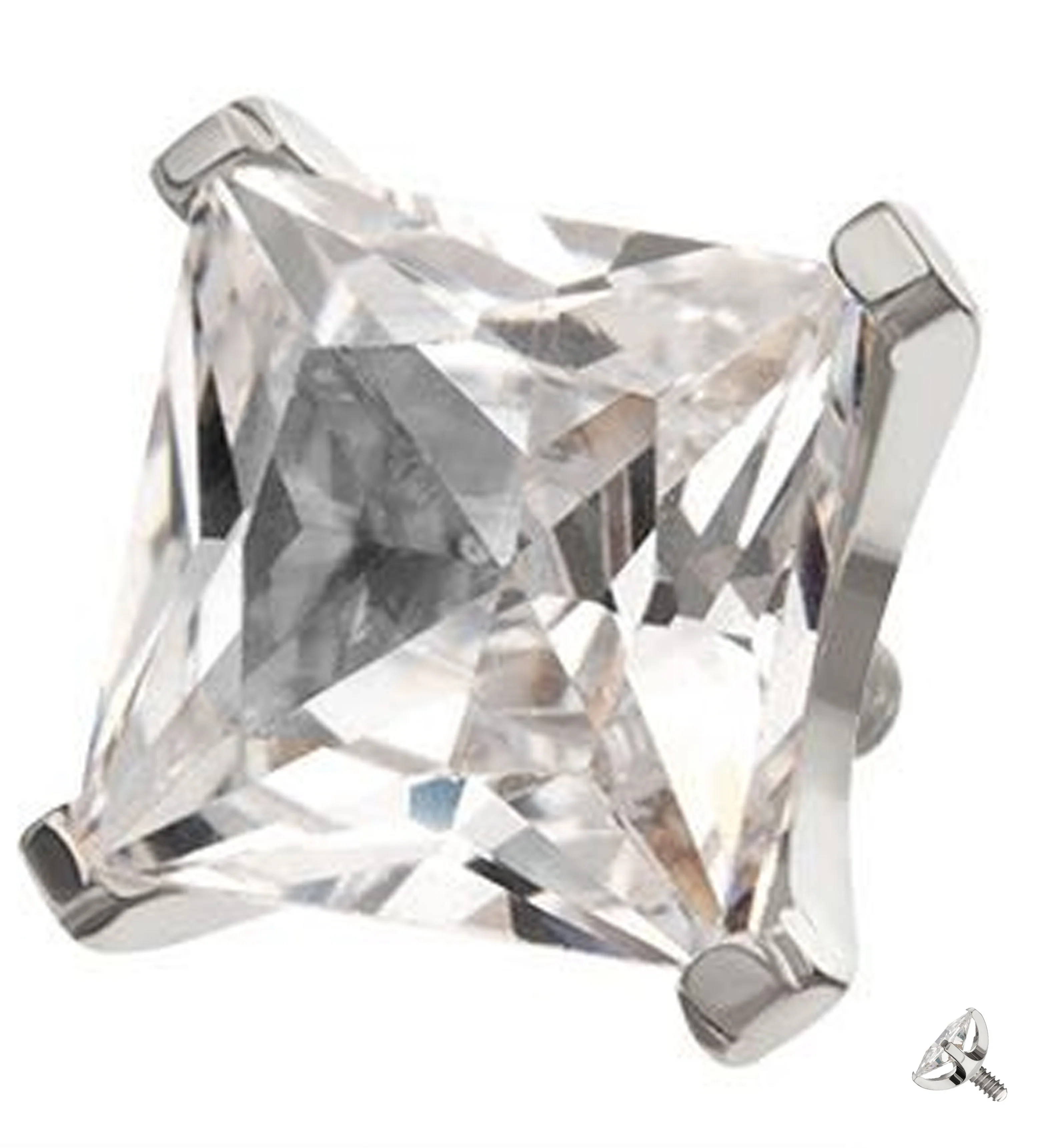 Princess Clear CZ Internally Threaded Titanium Top - Mrs Treak