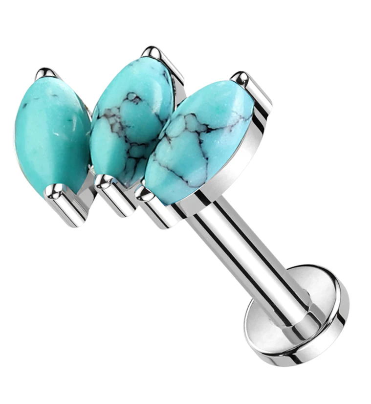 Empress Howlite Turquoise Stone Internally Threaded Titanium Labret - Mrs Treak
