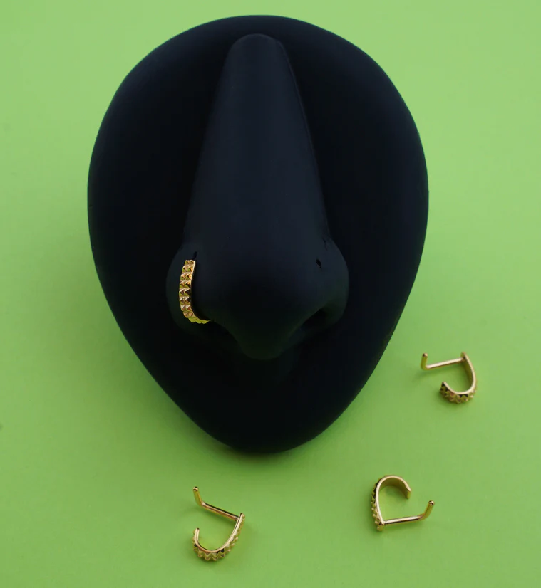 Gold PVD Studded Nose Curve - Mrs Treak