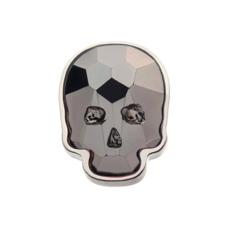 Black Glass Skull Titanium Threadless Top - Mrs Treak