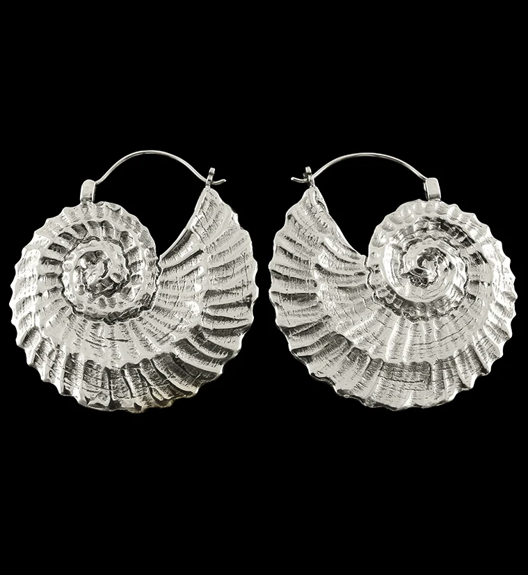 18G Ammonite White Brass Hangers - Earrings - Mrs Treak