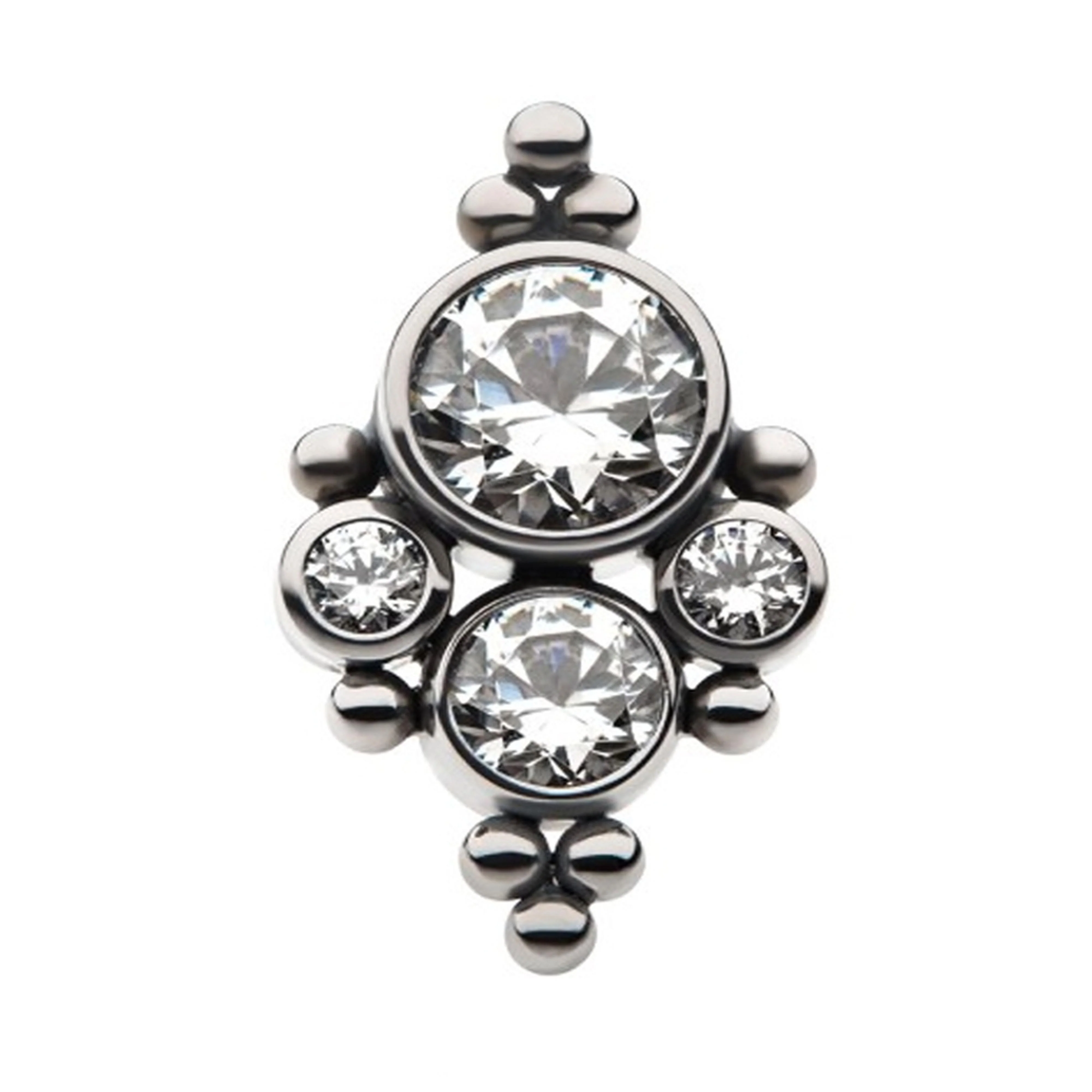 Beryl Beaded Swarovski CZ Titanium Threadless Top - Mrs Treak