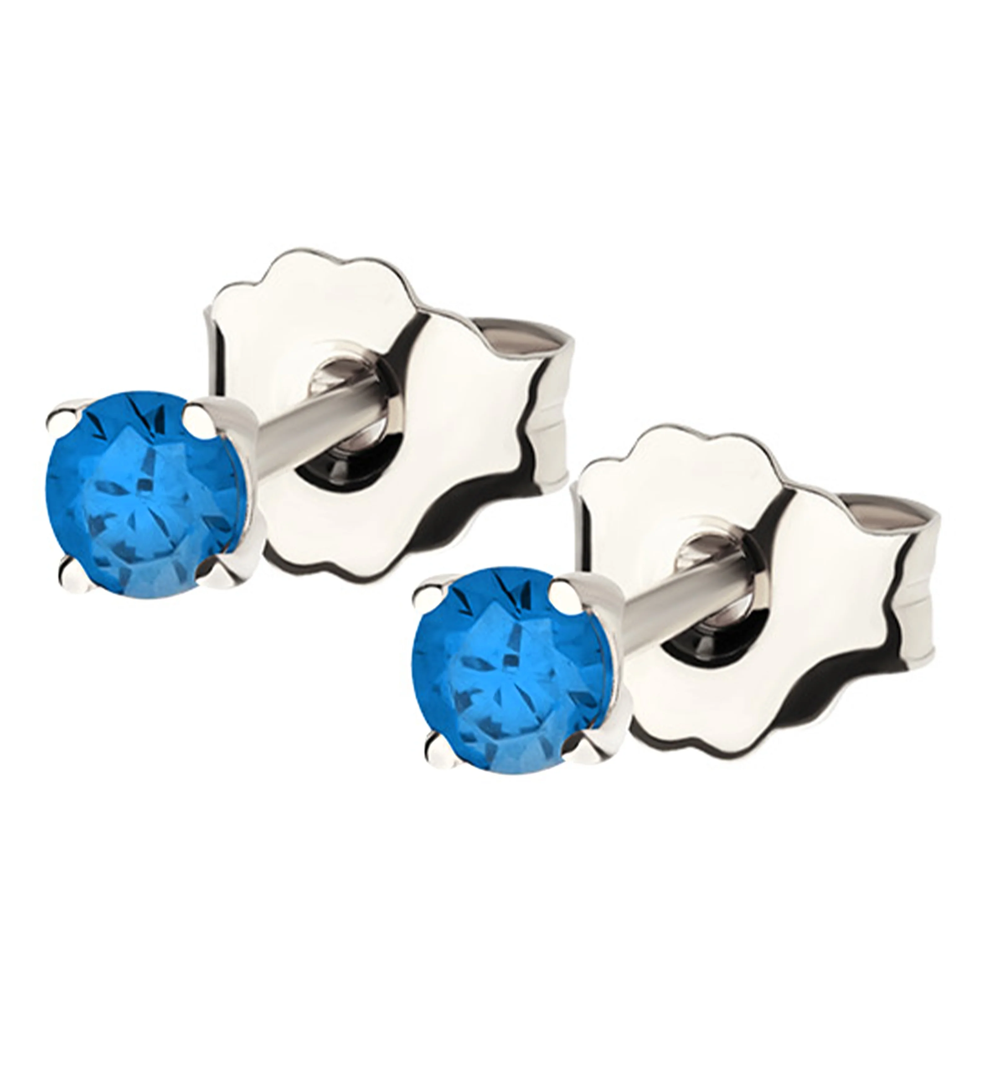 14kt White Gold September Birthstone Sapphire CZ Stud Earrings - Mrs Treak