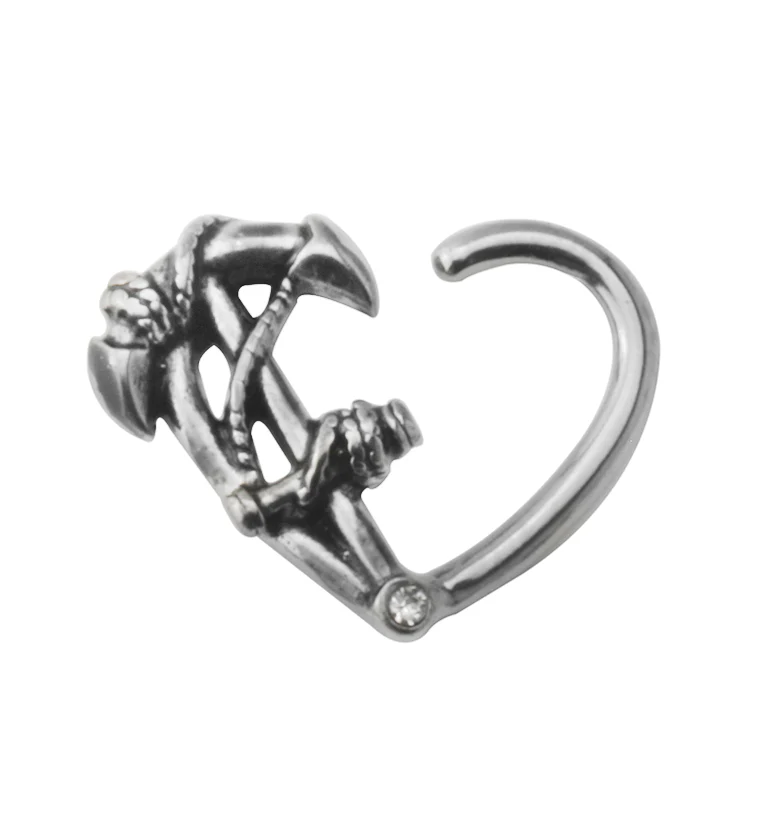 Anchor Heart Hoop Daith Ring - Mrs Treak