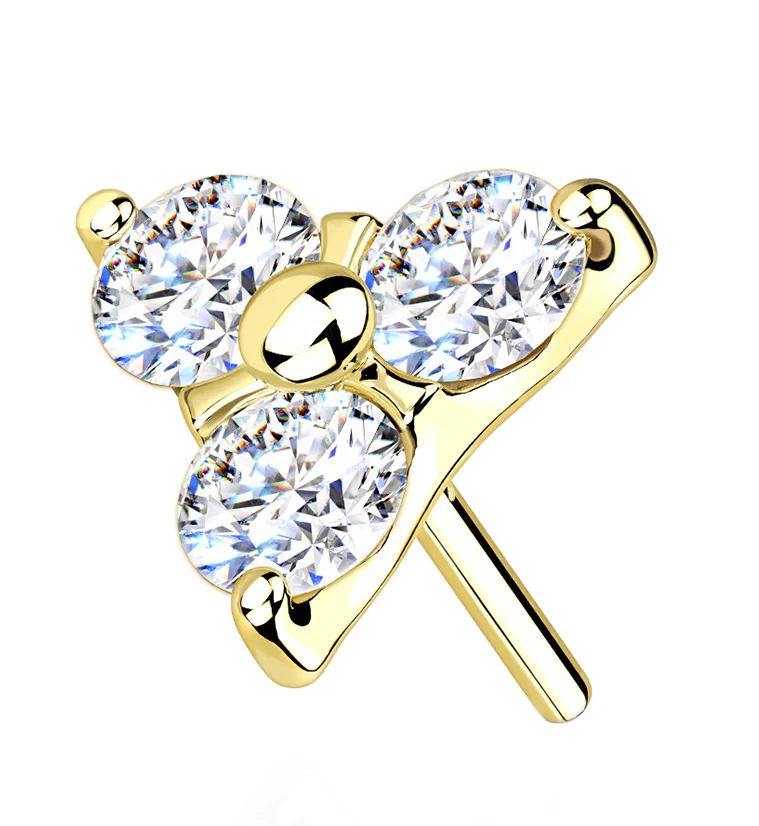 14kt Gold Triangle CZ Threadless Top - Mrs Treak