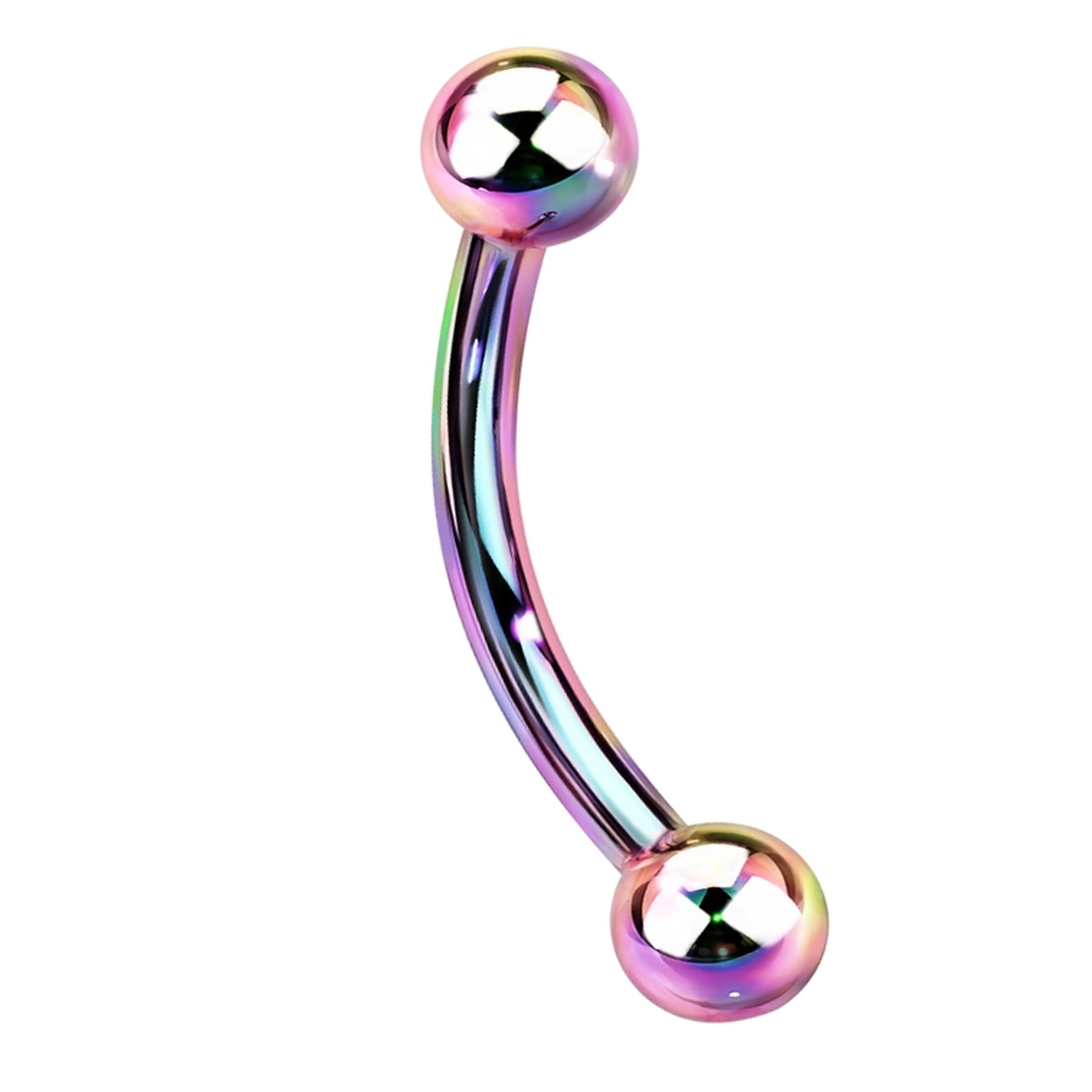 Rainbow PVD Titanium Curved Barbell (External Threading) - Mrs Treak