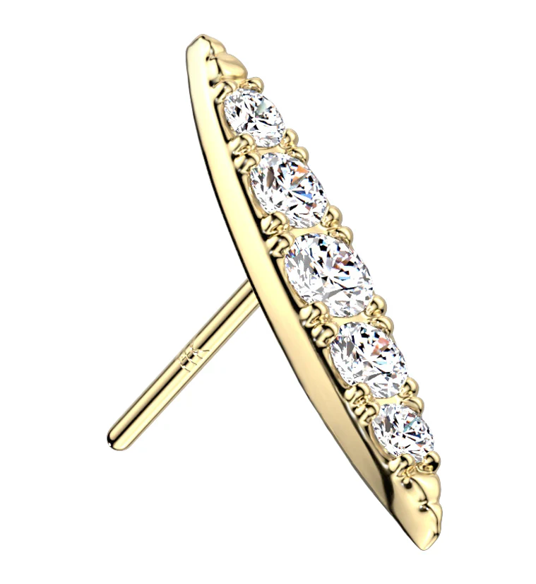 14kt Gold Oblong CZ Threadless Top - Mrs Treak