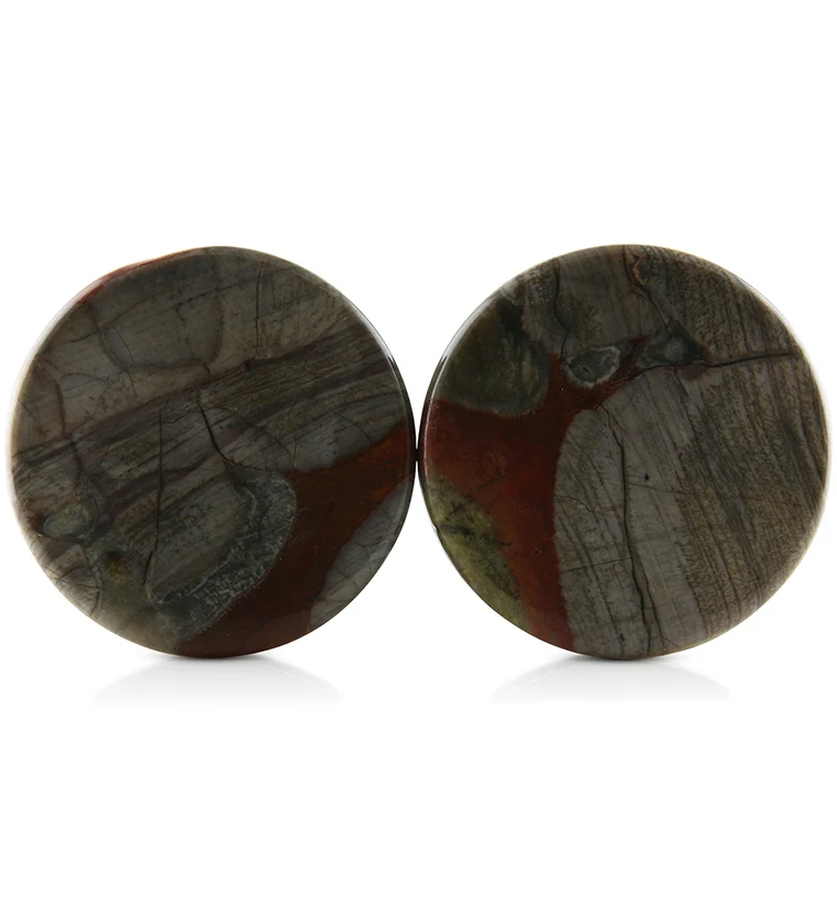 Mushroom Jasper Stone Plugs 1 Inch (25mm) Version 2 - Mrs Treak