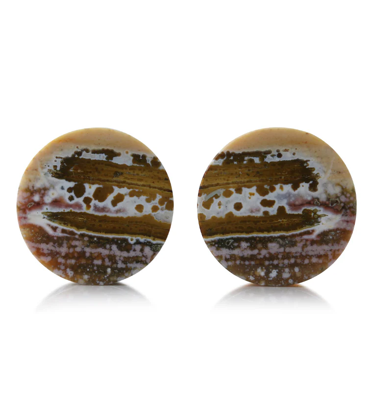 Ocean Jasper Stone Plugs 1 & 1/8
