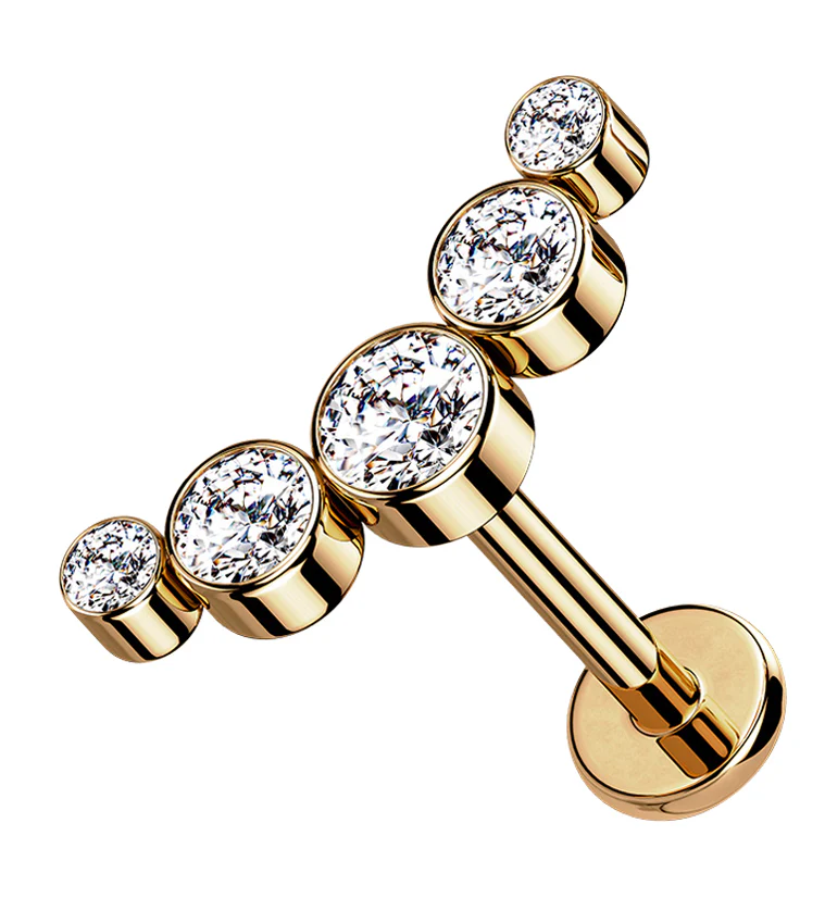 Rose Gold PVD Arch CZ Labret Post - Mrs Treak