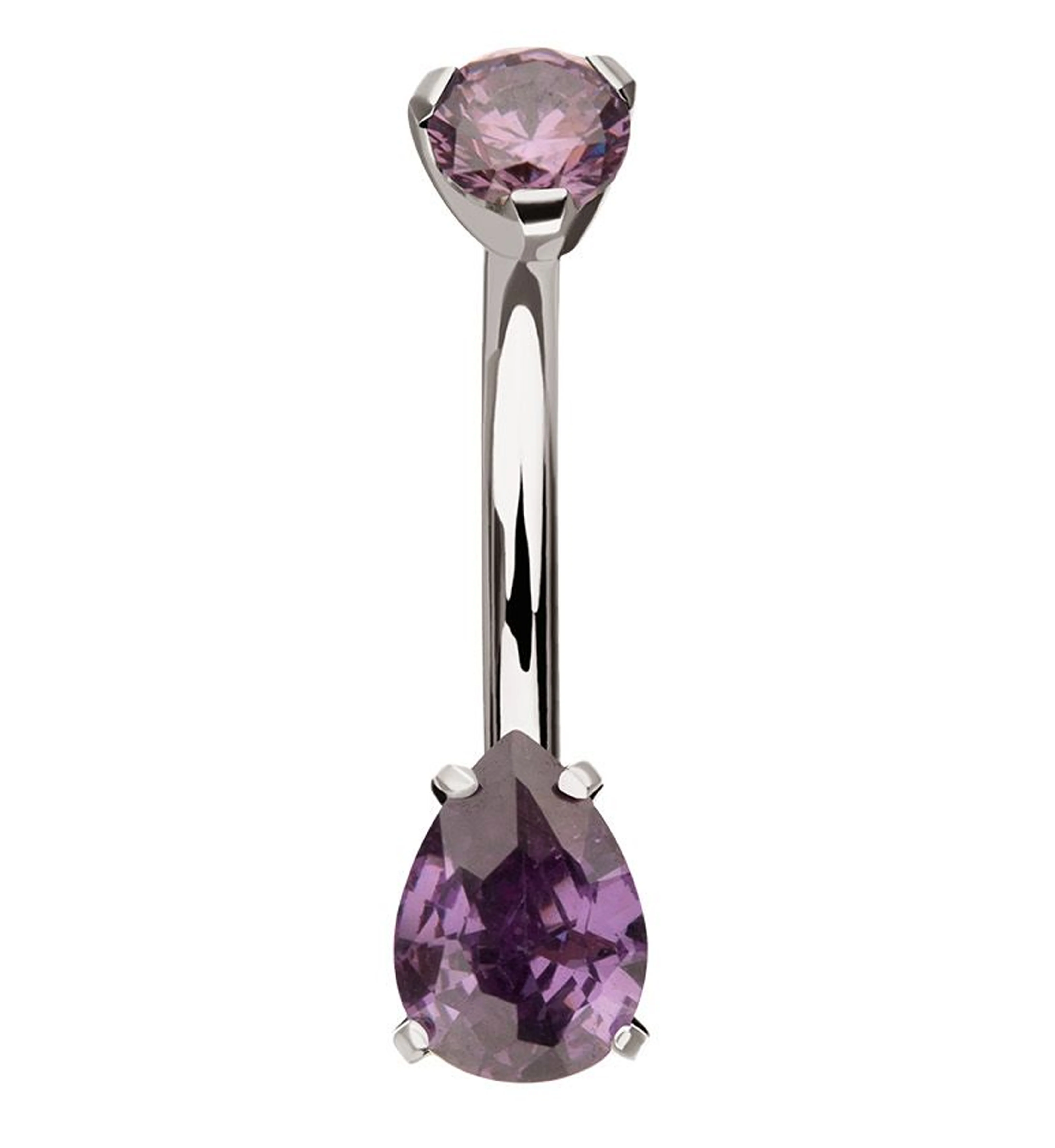 Teardrop Amethyst CZ Titanium Internally Threaded Belly Button Ring - Mrs Treak