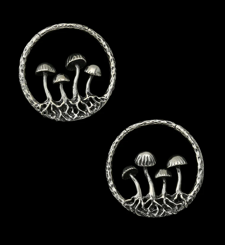 Silver Shroom White Brass Ear Weights - Mrs Treak