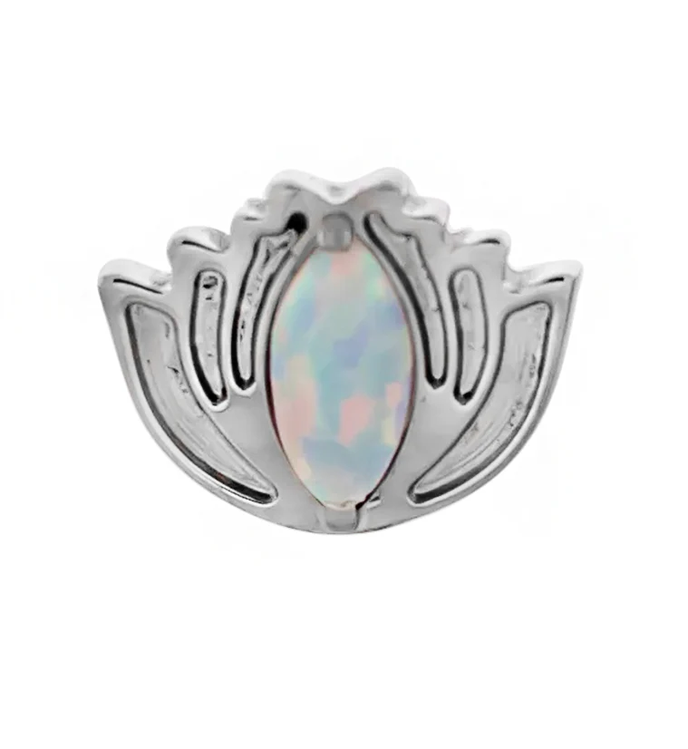 Lotus White Opalite Titanium Threadless Top - Mrs Treak