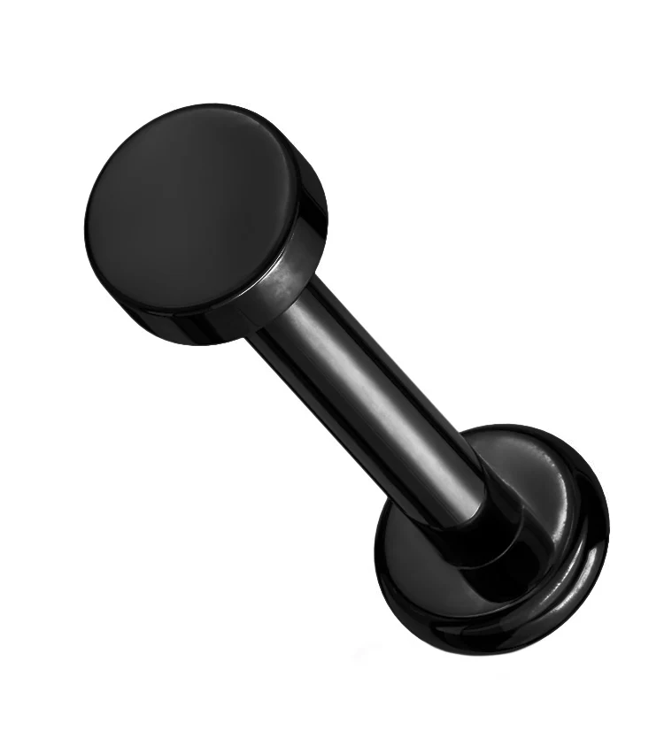 Black PVD Flat Disk Internally Threaded Titanium Labret - Mrs Treak