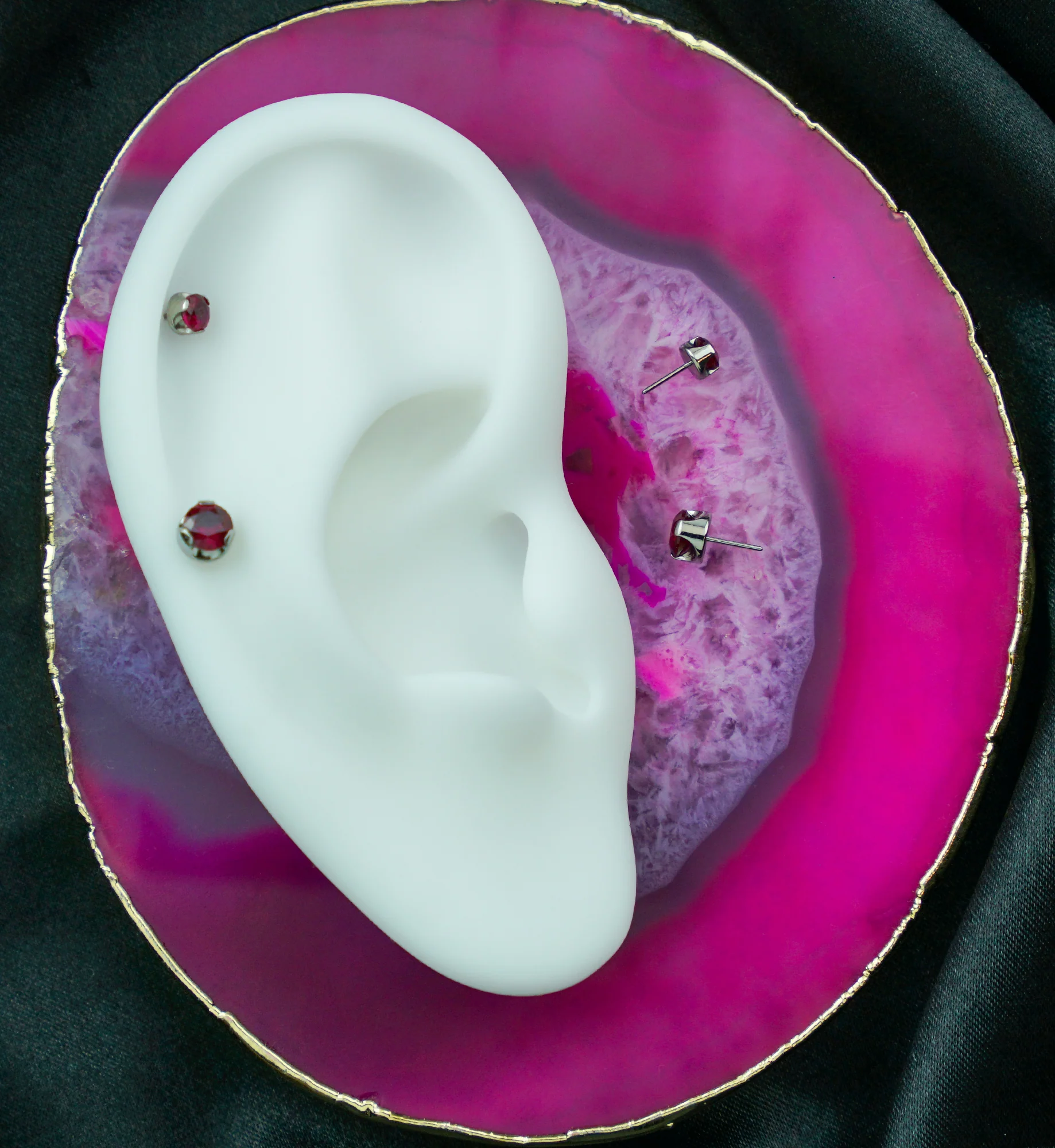 Ruby Red Dome CZ Titanium Threadless Top - Mrs Treak