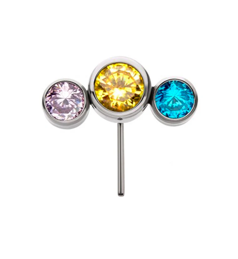 Pride Triple CZ Front Facing Threadless Top Version 2 - Mrs Treak