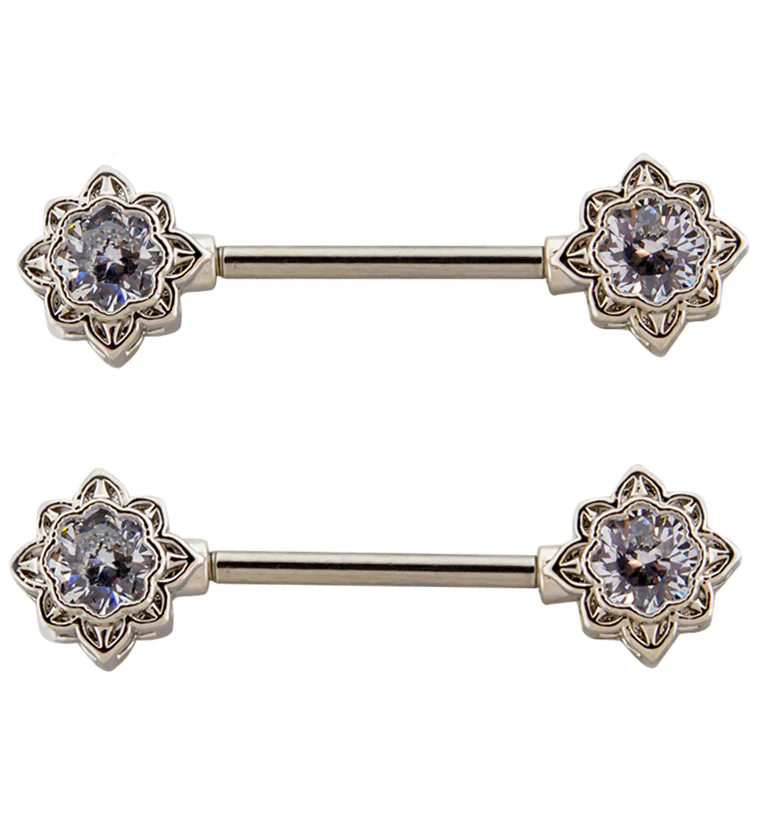 Octagram CZ Stainless Steel Nipple Barbell - Mrs Treak