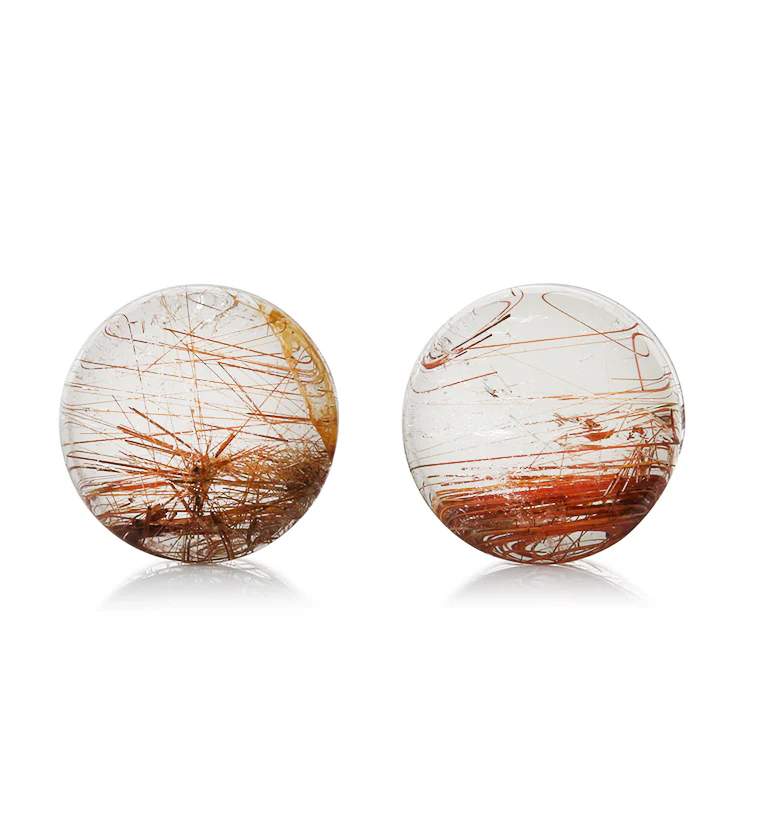 Rutilated Quartz Stone Plugs 3/4