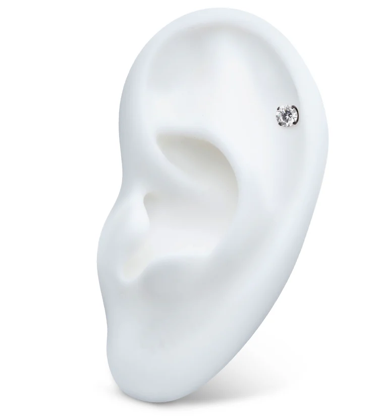 Black PVD Prong Clear CZ Internally Threaded Titanium Top - Mrs Treak