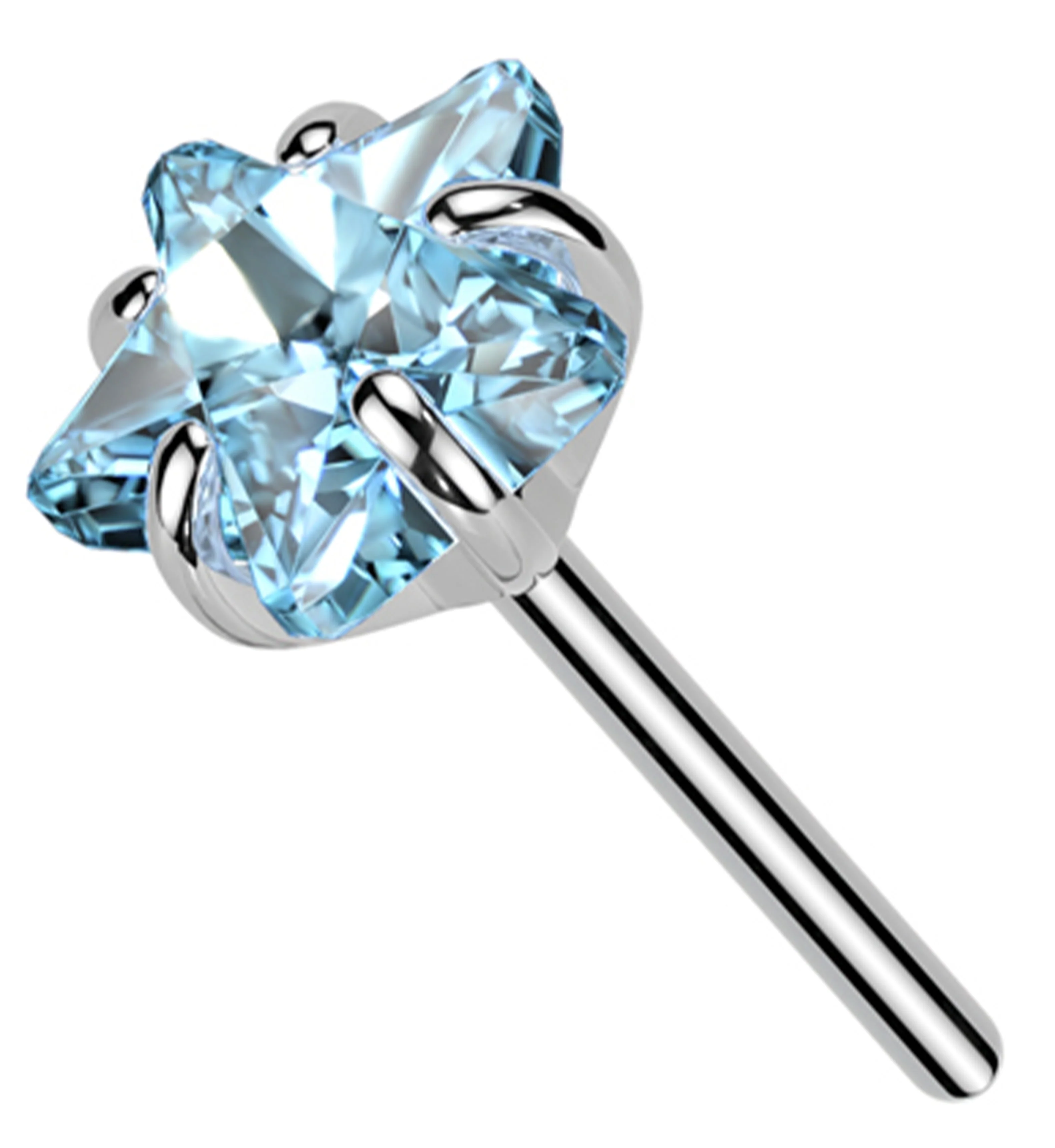 Star Aqua CZ Titanium Threadless Top - Mrs Treak