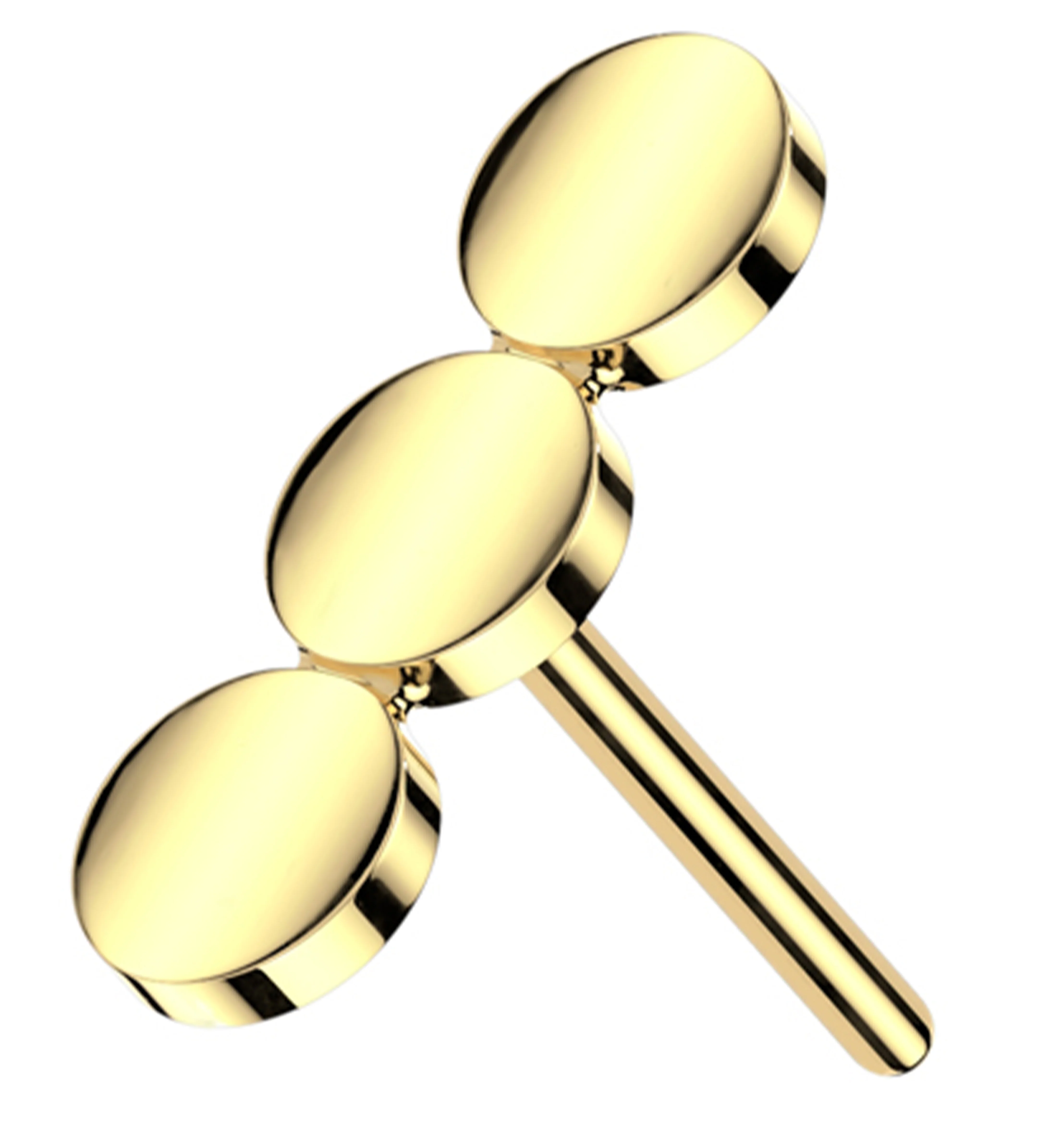 Gold PVD Flat Triple Sphere Threadless Titanium Top - Mrs Treak