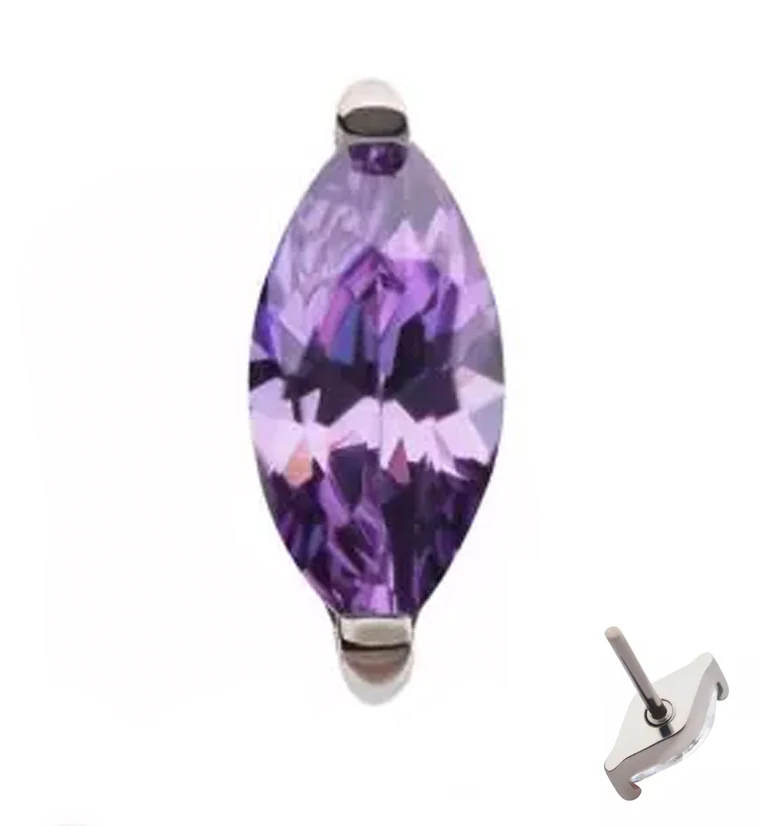 Empress Amethyst CZ Threadless Titanium Top - Mrs Treak