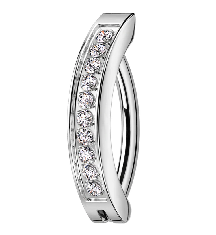 Bar Clear CZ Stainless Steel Hinged Belly Button Ring - Mrs Treak