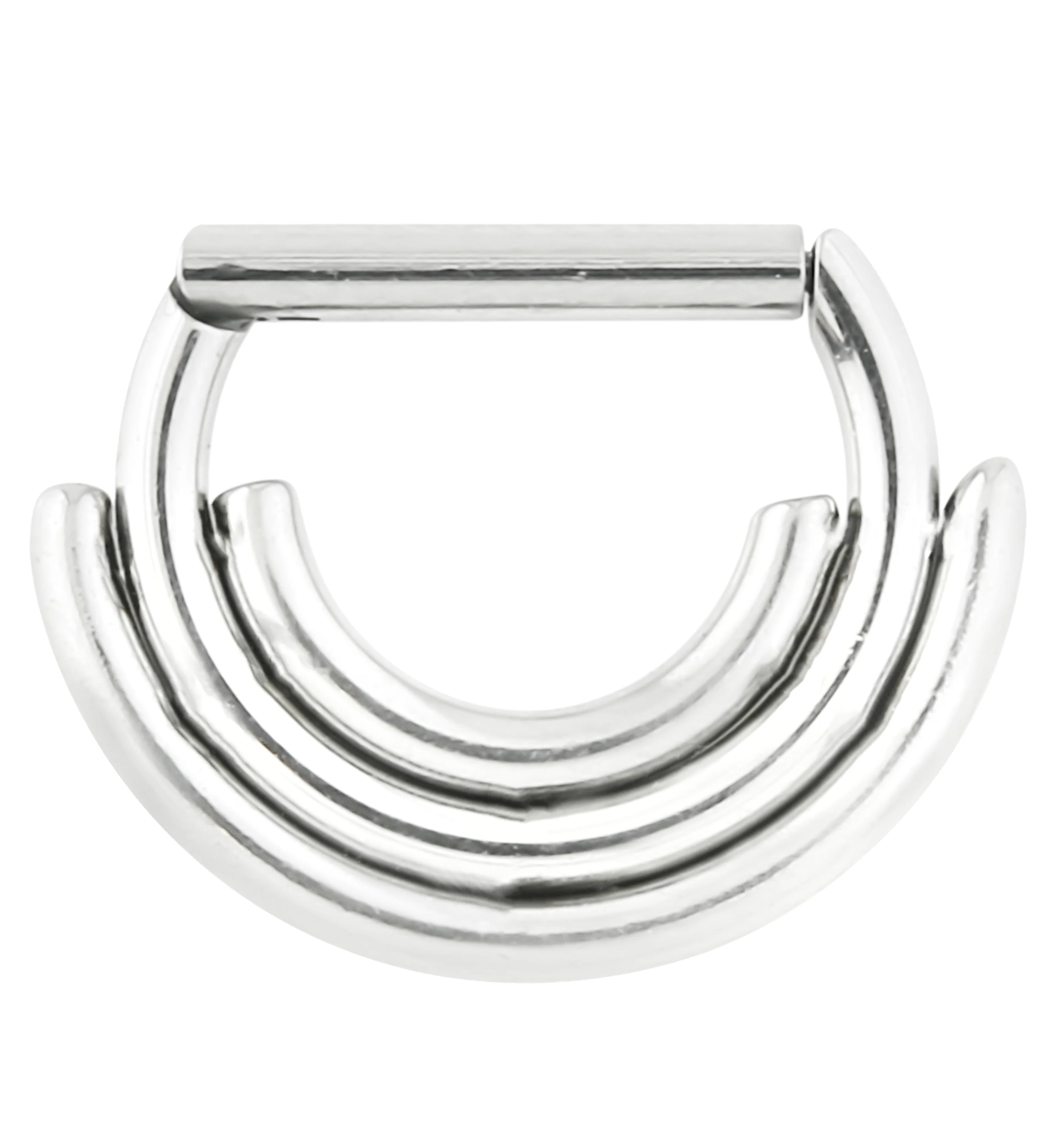 Triple Curve Stainless Steel Straight Hinged Segment Ring - Mrs Treak