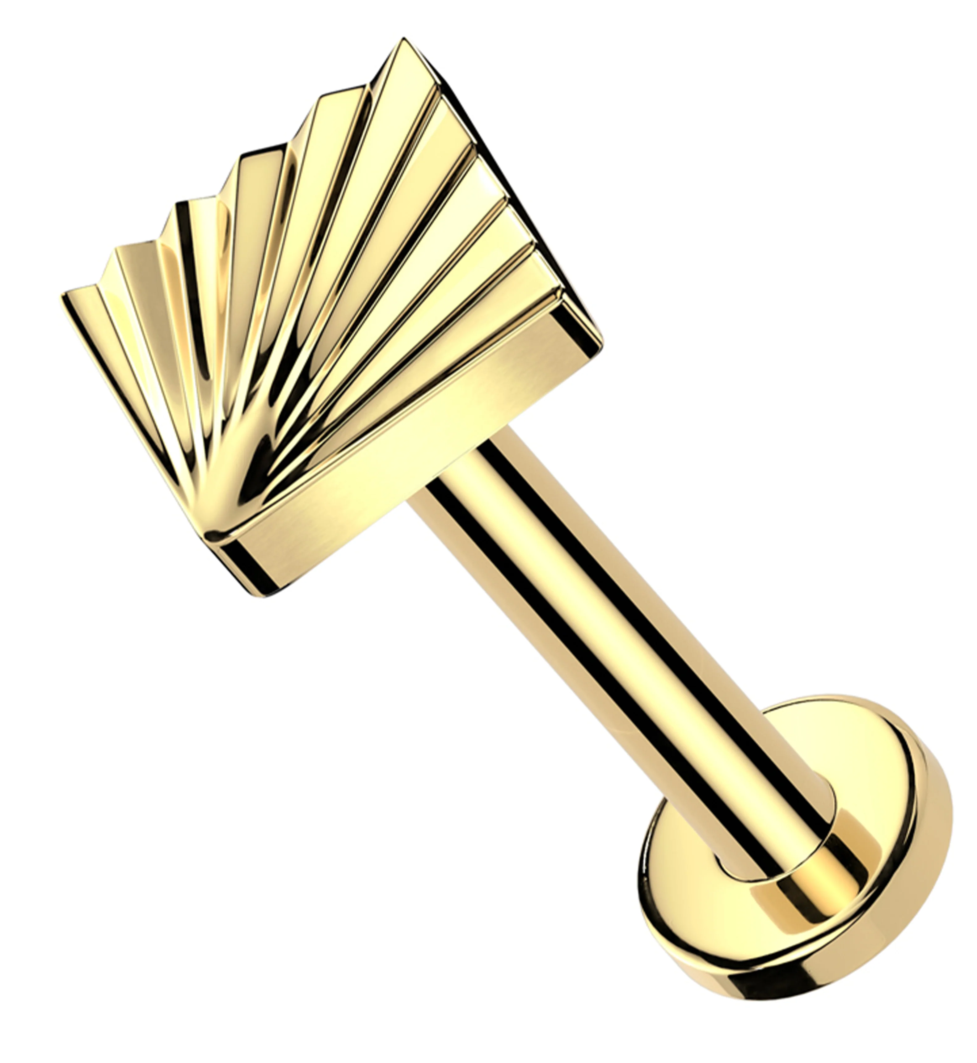 Gold PVD Score Square Titanium Threadless Labret - Mrs Treak