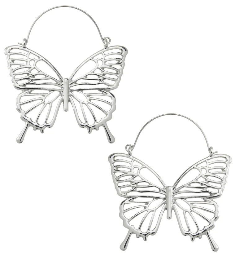 Butterfly Stainless Steel Plug Hoops - Mrs Treak