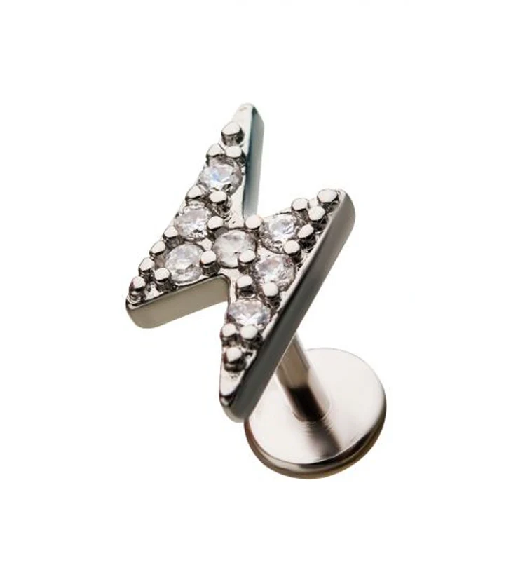 18G Electric Bolt Gem Cartilage Labret - Mrs Treak