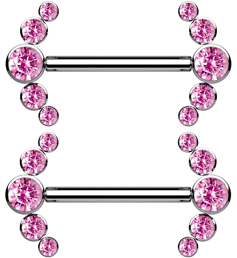 14G Truce Pink CZ Titanium Nipple Ring Barbell - Mrs Treak