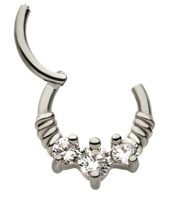 Triple Prong CZ Hinged Segment Ring - Mrs Treak