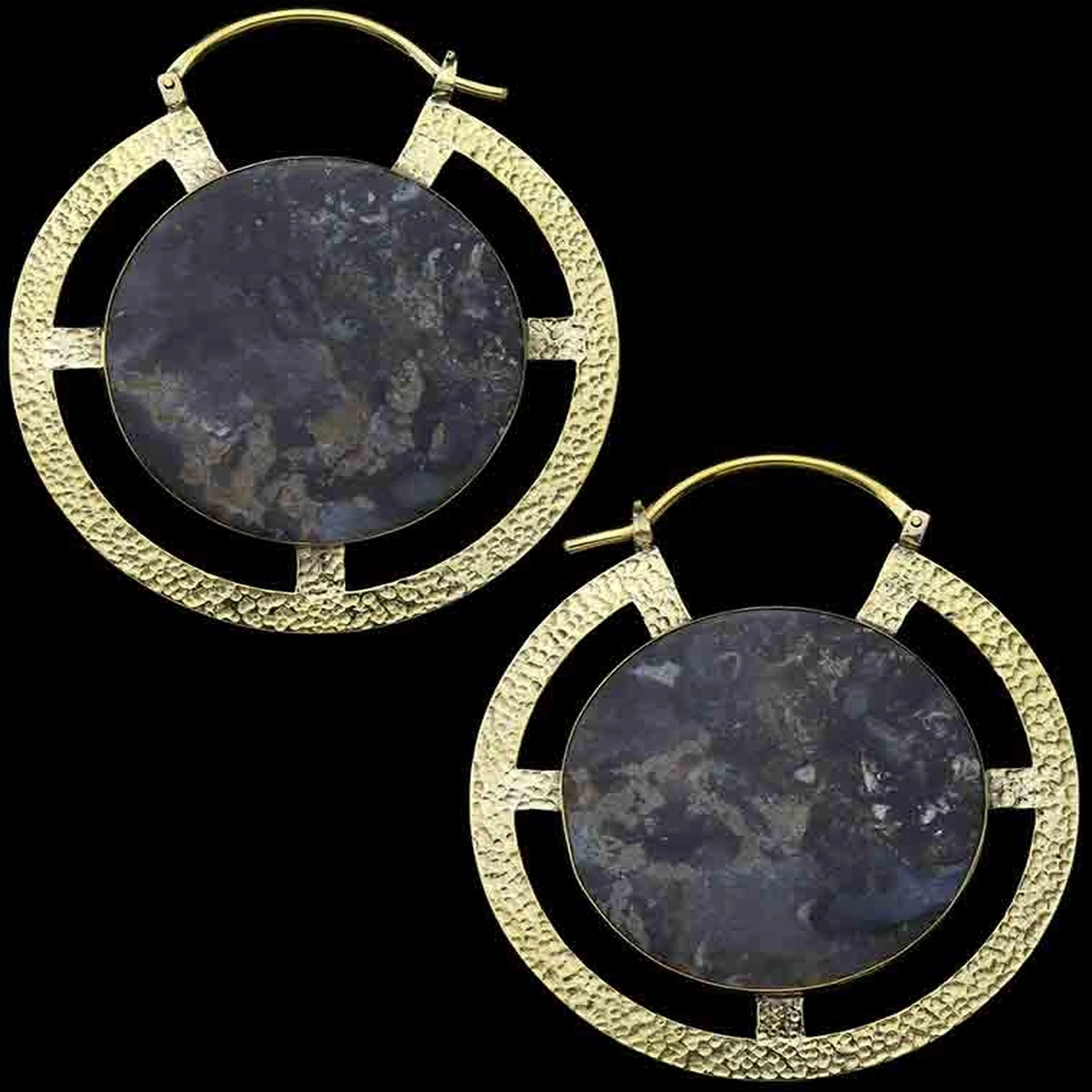 Byzantine Pyrite Jasper Slice Ear Weights - Mrs Treak