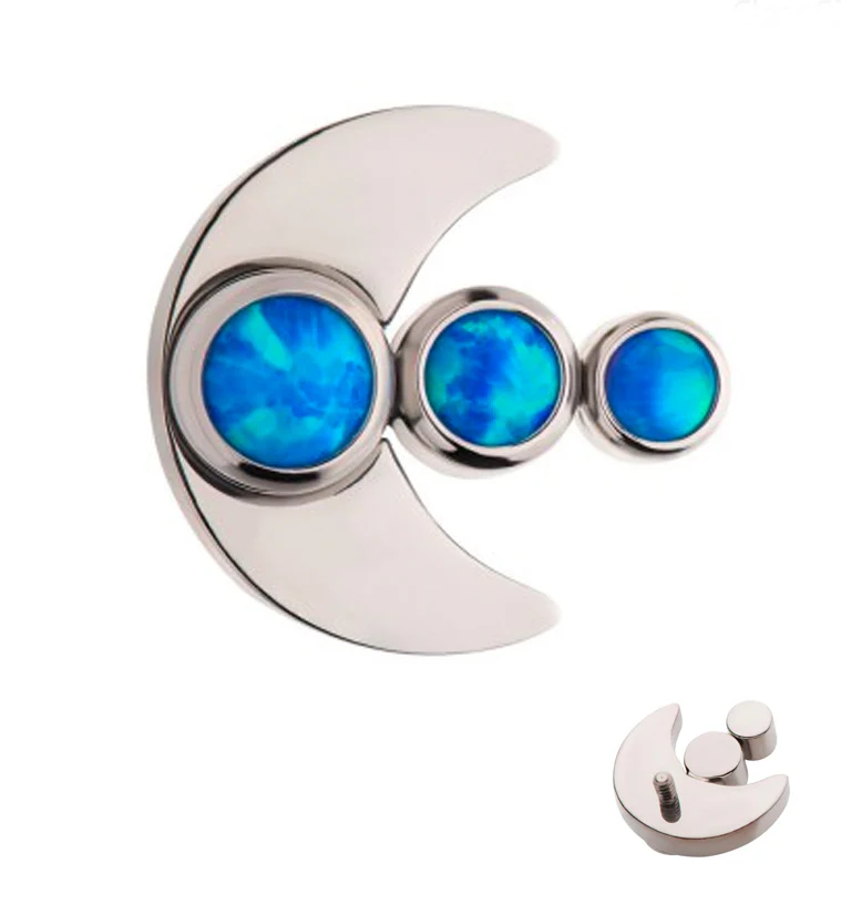Half Moon Triple Blue Opalite Internally Threaded Titanium Top - Mrs Treak