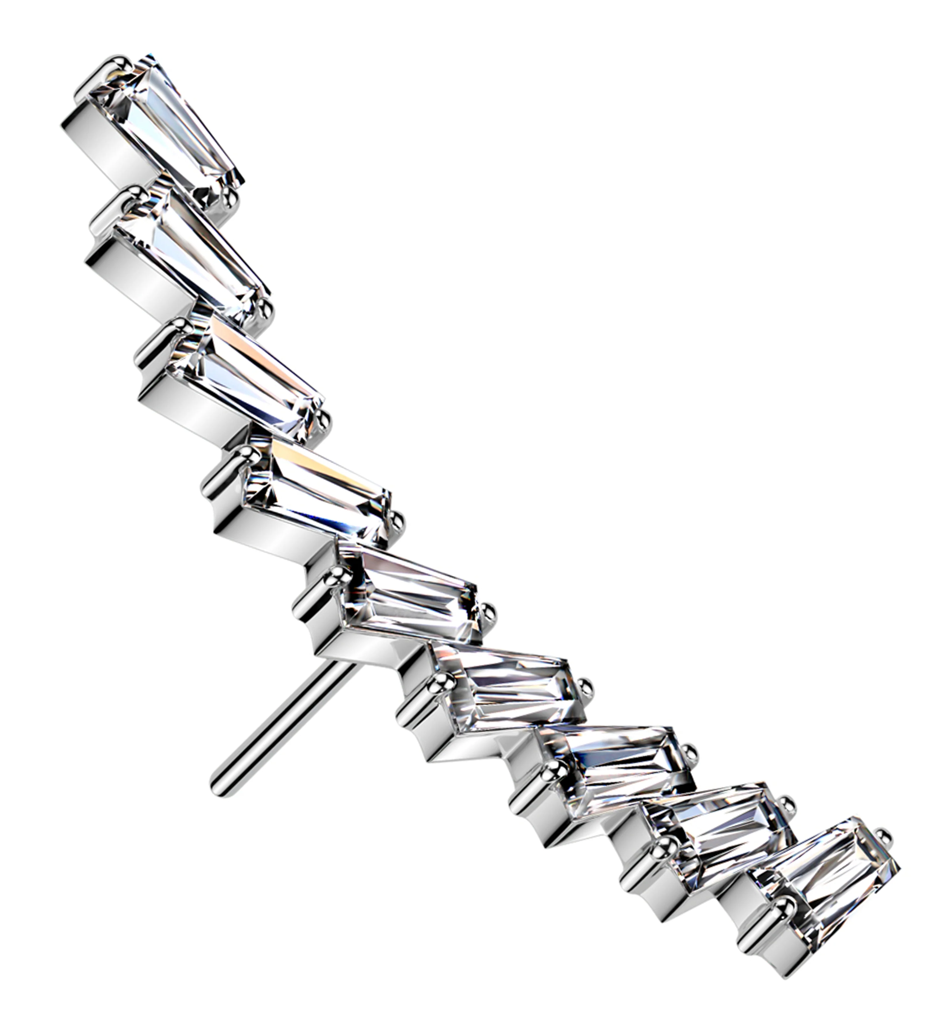 Arched Baguette Clear CZ Titanium Threadless Top - Mrs Treak