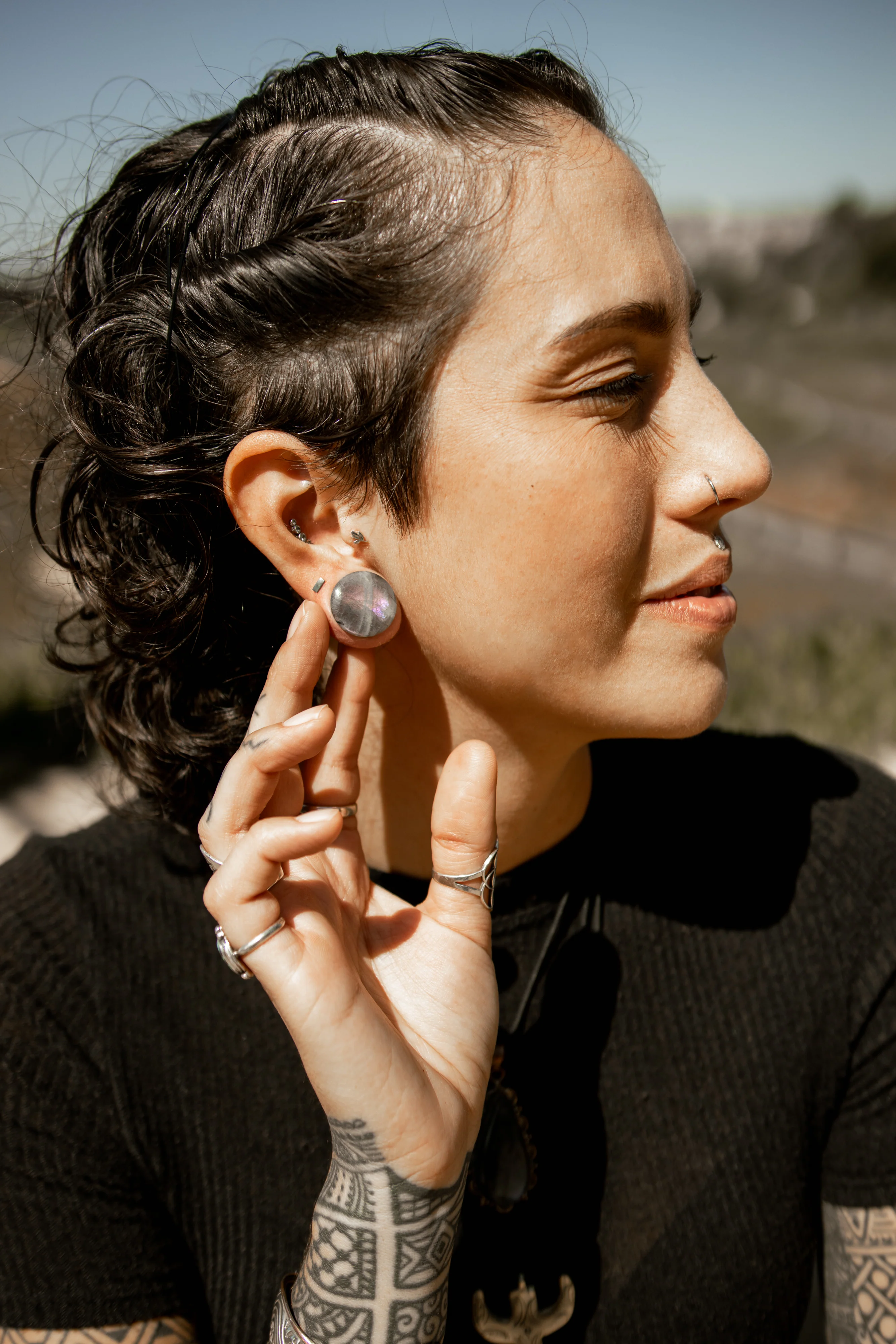 Purple Labradorite Stone Plugs - Mrs Treak