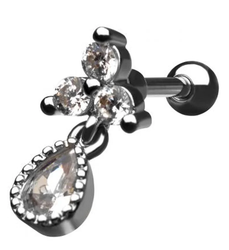 18G Trinity CZ Dangle Cartilage Barbell - Mrs Treak